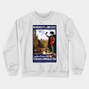 Vintage Travel Poster Belgium Brussels Crewneck Sweatshirt